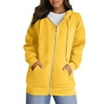 thumbnail image 1 of Lodgix Womens Zip Up Hoodies Oversized Fleece Jacket Winter Plain Y2k Hoodie Drawstring Hooded Sweatshirt with Pockets Yellow-3XL, 1 of 3