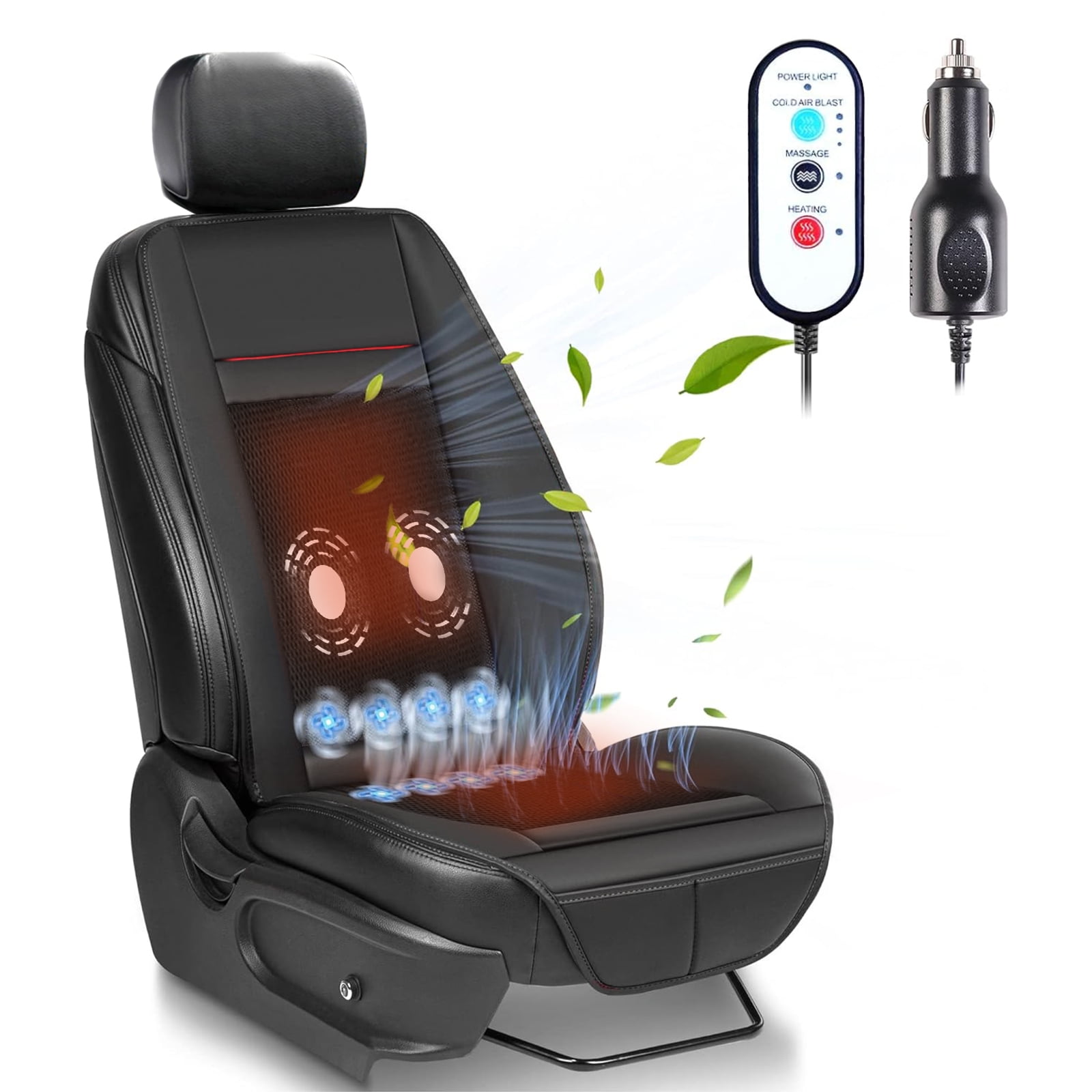 Lodintech 16fans Cooling Car Seat Cover Warm Seat Cushion Front Seat,12V Ventilated Cooling Car Seat Cushion, Cooled Seat Cover for Car SUV Universal Fit，Winter and Summer Car Seat Cushions