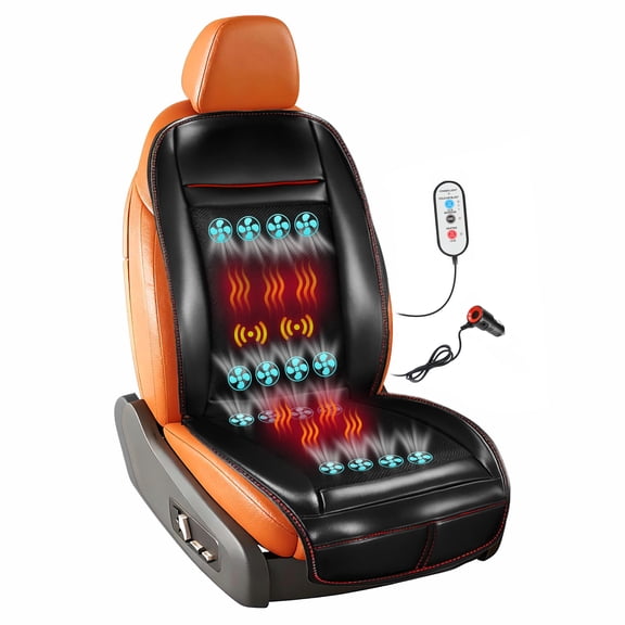 Lodintech Cooled and Heated Car Seat Cover with Massage Cooling Car Seat Cushion Heated Ventilated Cooling Seat Cover 12V Seat Warmer Cooler Fits Winter Summer Black 1PCS