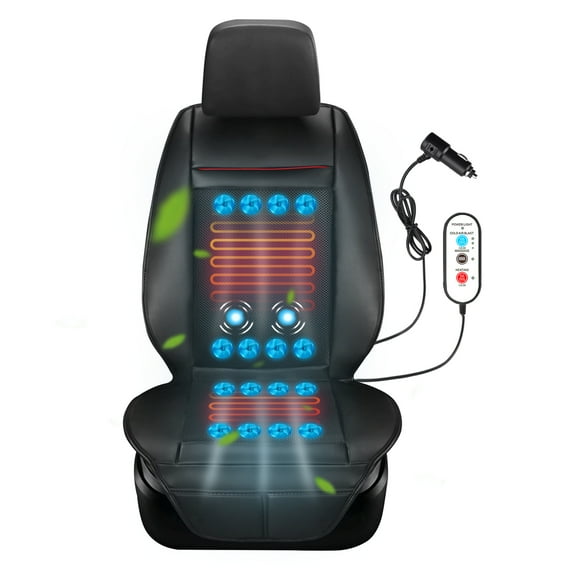 Lodintech Cooling and Heated Car Seat Cushion with Massage Cooling Car Seat Cover Heated Ventilated Seat Pad 12V Seat Warmer Cooler Fits Winter Summer Black 1PCS