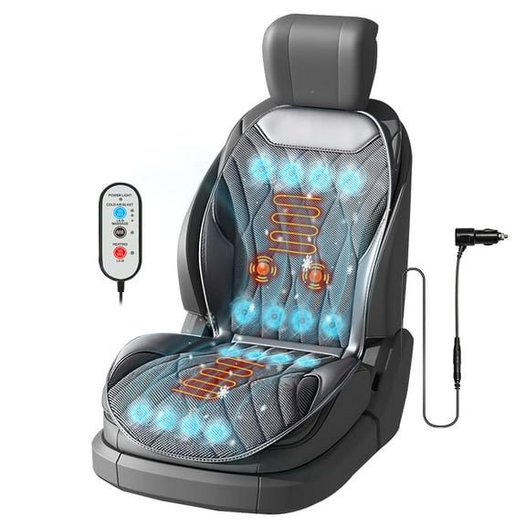 Lodintech Cooling and Heated Car Seat Cover with Massage Cooling Car Seat Cushion with Heat 12V Car Seat Cooler & Warmer Winter Seat Heater for Car