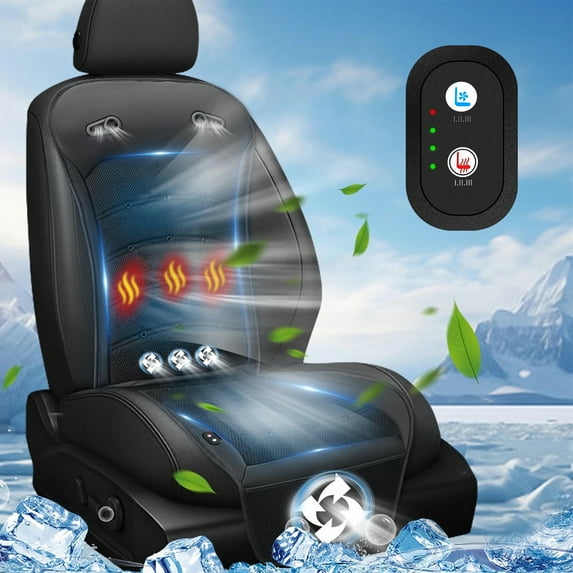 Lodintech Heated and Cooling Car Seat Cover Cooling Car Seat Cushion with Massage Heat 12V Car Seat Cooler Summer Winter Seat Warmer for Car