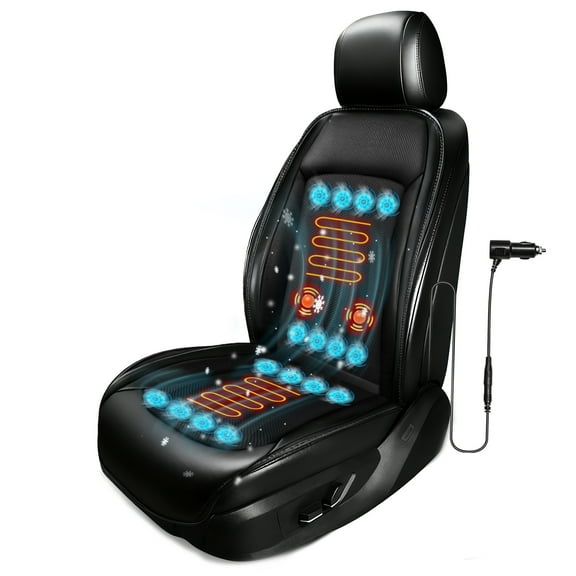 Lodintech Heated and Cooling Car Seat Cover with Massage Cooling Car Seat Cushion with Heat 12V Car Seat Cooler & Heater Winter Seat Warmer for Car