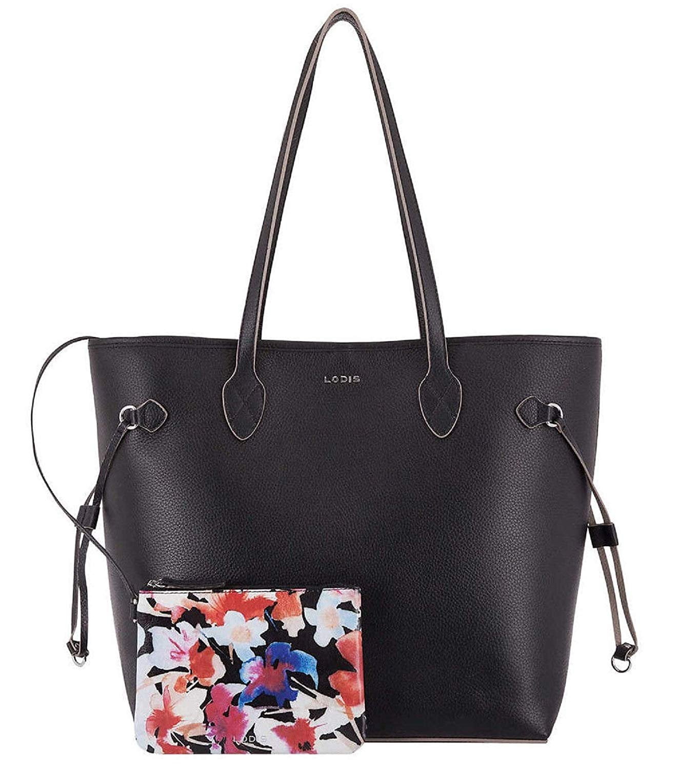 Lodis Bliss Leather Tote with Wristlet Black