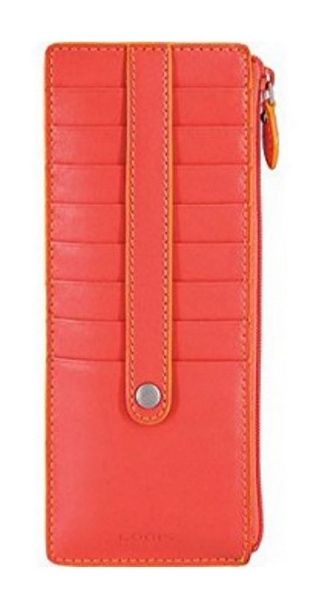 Lodis Women's Audrey Zipper Pocket Credit Card Case Wallet 7 x 3 Coral