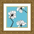thumbnail image 1 of Loeber, Mette 26x26 Gold Ornate Wood Framed with Double Matting Museum Art Print Titled - Flowers in Blue 2, 1 of 4