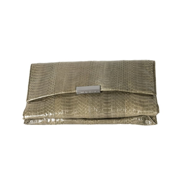 Loeffler Randall Leather Olive Snake Skin Leather Tab Clutch