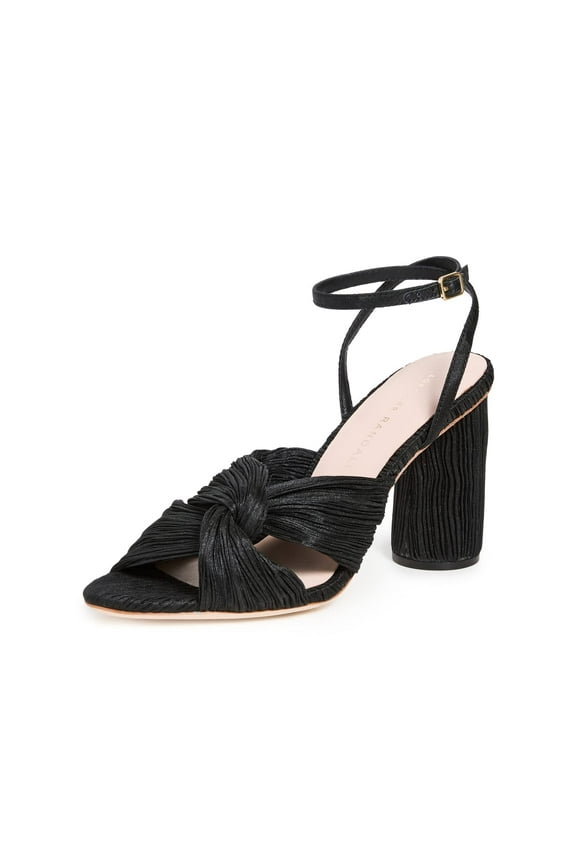 Women's Reed Pleated Twist Sandals, Black, 5 Medium US