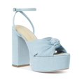 thumbnail image 1 of Loeffler Randall Womens Roz Denim Knot-Front Platform Sandals, 1 of 3