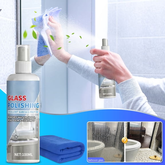 Loespoir 100ml Multi-Surfaces Bright-Clean Spray Kit, Daily Stain Remover And Polish, Bathroom Cleaner, Spray & Wipe Formula For Chrome, Glass, Ceramic, Soap Scum