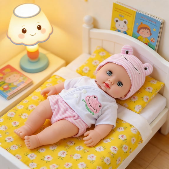 Loespoir 12 Inchs Doll With Accessories Set, Soft Dolls for 3+ Year Old Girls, Boy Toys for Birthday Gift, for Pretend Play, Kids Room, Interactive Toy, Can Make Sounds(A)