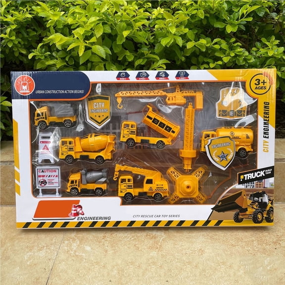 Loespoir 14 Pcs Pullback Construction Vehicle Set, Pull Back Toy Construction Trucks, Friction Powered Engineering Vehicles, For Kids Play, Sandbox Toys, Birthday Gifts, Imaginative Play