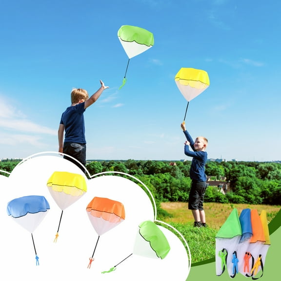 Loespoir 4Pack Parachute Toys, Throwing Toy for Kids, Outdoor Play Parachute, Stocking Stuffers, Party Favors, Childrens Gift, Backyard Game