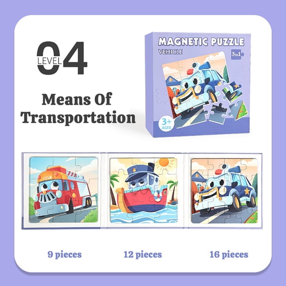 Loespoir Advanced Magnetic Puzzle, Puzzle for Children Aged 3 to 6, Thinking Toys, Educational Game, Kids Gift, Learning Activity(Purple)