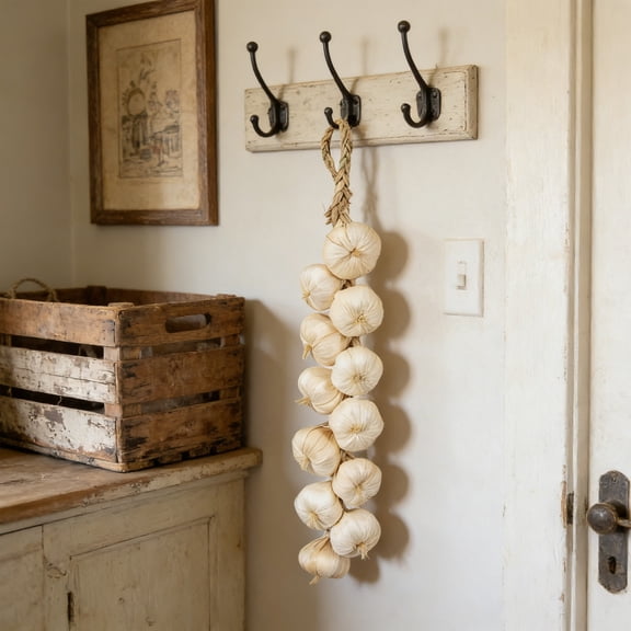 Loespoir Artificial Garlic String, Simulation Garlic Hanging, Artificial Vegetables Hanging Decoration for Kitchen, Farmhouse Decor, Photography Props