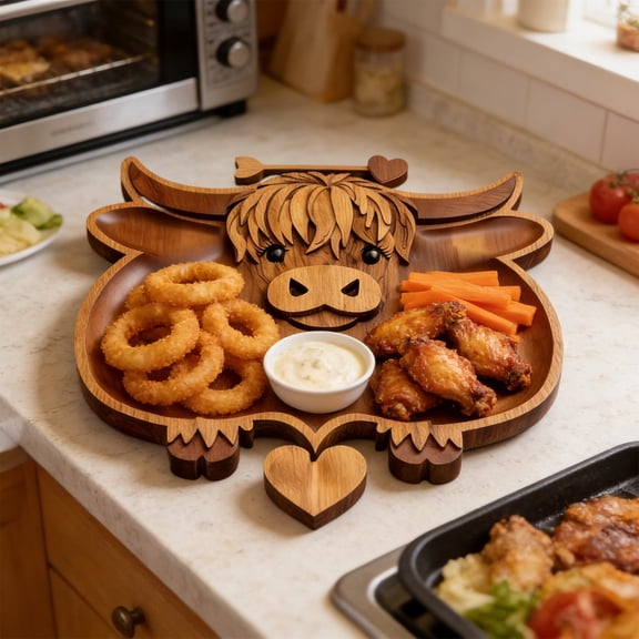 Loespoir Cattle Cooked Food Tray, Themed Serving Platter for Holiday Dinners, Festive Dish for Entertaining, Family Meals, Special Occasion Presentation