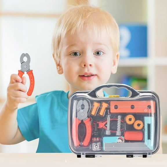 Loespoir Children's Tool Set, Engineer Pretend Repair Kit, Transparent Box Tool Toy for Kids Aged 3 and Up, Role Playing, Skill Building, Educational Gift