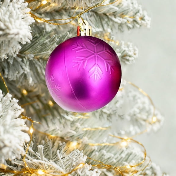 Loespoir Christmas Decorations 8 Piece Flocked Balls, Festive Tree Ornaments Set, Flocked Balls for Holiday Displays, for Decor, Gifting, and Seasonal Joy(Purple)