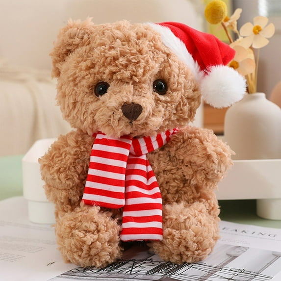 Loespoir Christmas Teddy Bear Ornament with Companion Design, Soft Doll for Comfort, Gift for Birthday & Holiday, Decoration for Home and Tree(B)