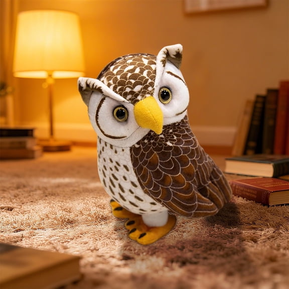 Loespoir Cute Big-Eyed Owl Doll Toy, Small Realistic Stuffed Owl with Soft Texture, Portable Toy for Gifting and Play, for Shower, Birthday, and Collectible Fun(Brown)