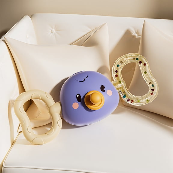 Loespoir Cute Elephant Infant Rattle Toy, Infant Puzzle Grip Training, Children Comfortable Teether, Sensory Play, Baby Shower Gift(Purple)