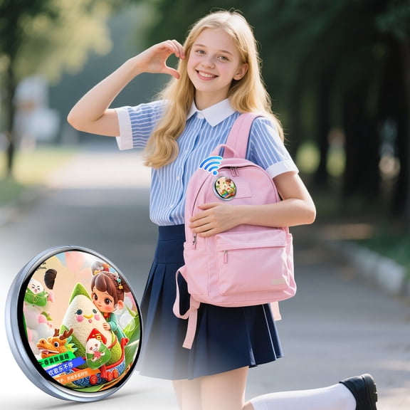 Loespoir Digital Badge Photo Video GIF Display Screen Pins, Pixel Touchscreen Lightweight Badge for Events, Conference, Name Tag, Custom Display, Rechargeable(Blue)