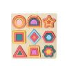 Loespoir Early Education Geometry Puzzle Board, Wooden Shape Building Blocks, Math Teaching Enlightenment Toys, For Boys And Girls, Shape Recognition, Problem Solving(B)