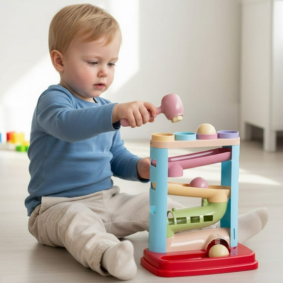 Loespoir Educational Ball Run Toy, Colorful Slide and Block Game, Interactive Disassembly and Assembly Puzzle for Skill Building, with Multiple Levels and Challenges