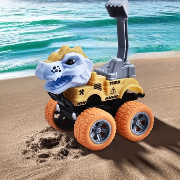 Loespoir Educational Dinosaur Themed Engineering Vehicle Toy, Press and Go Excavator with Construction Features, Boys Gift for Imaginative Play & Learning, Outdoor Indoor Activity(B)