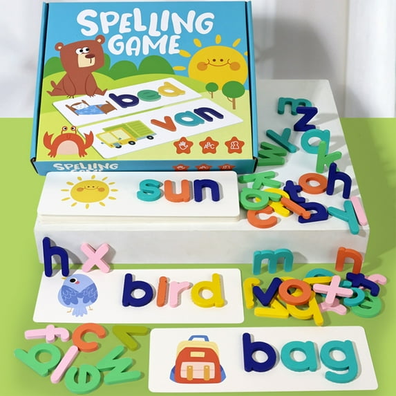 Loespoir Educational English Letter Game, Early Learning Spelling Puzzle, Kindergarten Language Teaching Tool for Literacy Development, with Multiple Components & Challenges