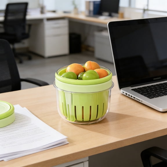Loespoir Fruit Storage Cup, Portable Container With Built In Strainer Two Layer Design, Leak Proof Picnic Berry Grape Keeper For Travel Lunch Box Outdoor Snack