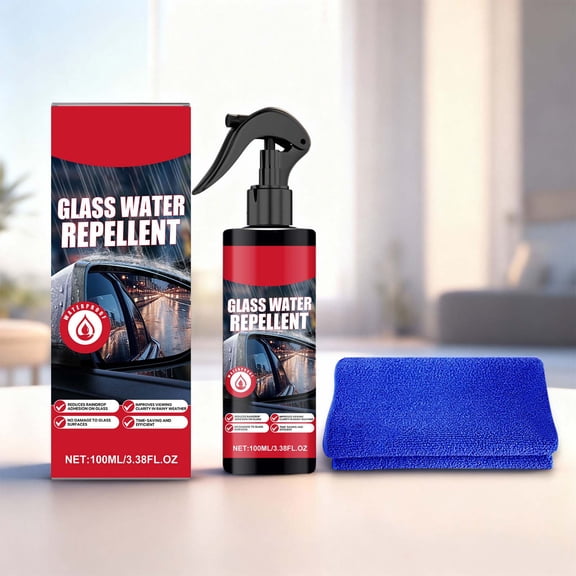Loespoir Glass Water Repellent, Hydrophobic Coating for Windows, Windshields, Mirrors, Rain Repellent, Visibility Aid, Spray Application, Water Beading