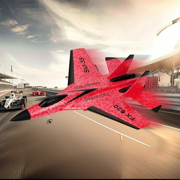 Loespoir Glider Airplane, Remote Control Glider Aircraft, Trick RC Drone Plane With LED For Outdoor, Flying, Hobby, 2.4g Control(Red)