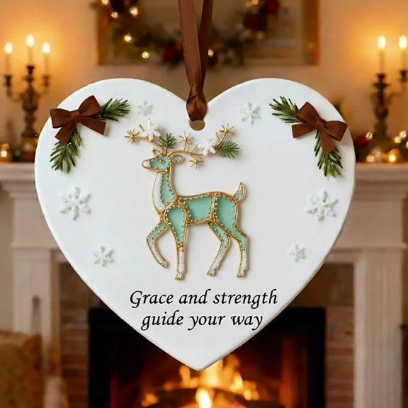 Loespoir Heartfelt Inspiration for Christmas, 2D Pendant Decoration for Holiday Displays, Festive Ornament with Meaningful Design, Ideal for Tree, Gift, and Reflection(B)