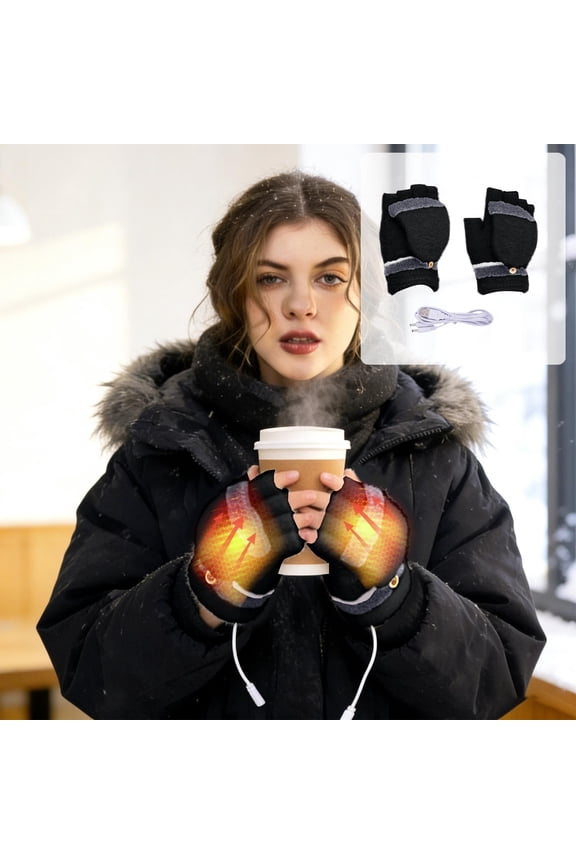 Heated Gloves, Rechargeable Battery Heated Gloves, Thermal Warming Gloves For Winter, Outdoor Work, Sports, Cold Weather, Adjustable Heat, Touchscreen(Black)