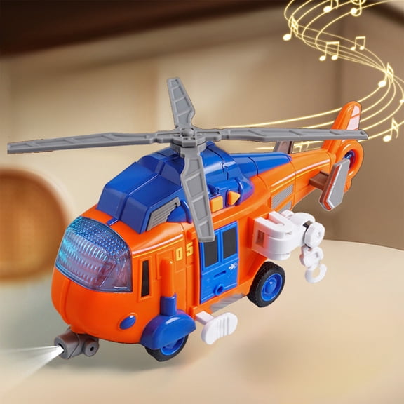 Loespoir Interactive Helicopter Toy with Lighting, Sound Effects Puzzle Inertia Airplane, Aviation Themed Play Set for Creative Exploration and Motor Skill Development(A)