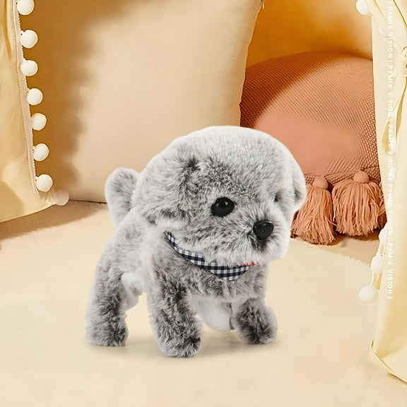 Loespoir Interactive Plush Walking Dog, Simulation Electronic Pet Toy, Realistic Puppy Companion for Play and Entertainment, with Multiple Features and Sound Effects(B)