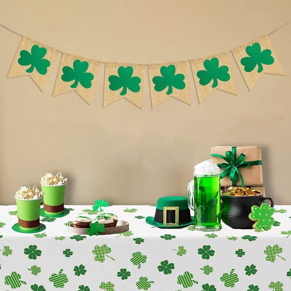 Loespoir Irish Day Table Flag, St. Patrick's Day Decoration Table Flag, Mini Banner for Desk, Party, Celebration, Green, White, Orange, Sturdy Fabric with Stand