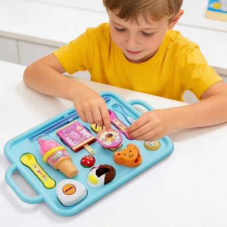 Loespoir Jelly Strawberry Pudding Set, Food Pudding Feeding Children's Toy, Pretend Play Food Kitchen Accessories, For Early Education, Play House, Role Playing, Realistic(Blue)