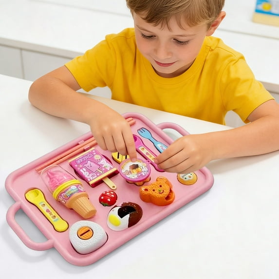 Loespoir Jelly Strawberry Pudding Set, Food Pudding Feeding Children's Toy, Pretend Play Food Kitchen Accessories, For Early Education, Play House, Role Playing, Realistic(Pink)