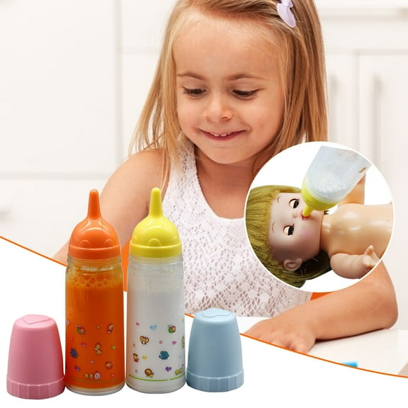 Loespoir Juice And Milk Bottle Set Baby Dolls Accessories, Doll Feeding Set, 100ml Bottle Toys for Pretend Play, Christmas Birthday Gift Toys for Girls Boys