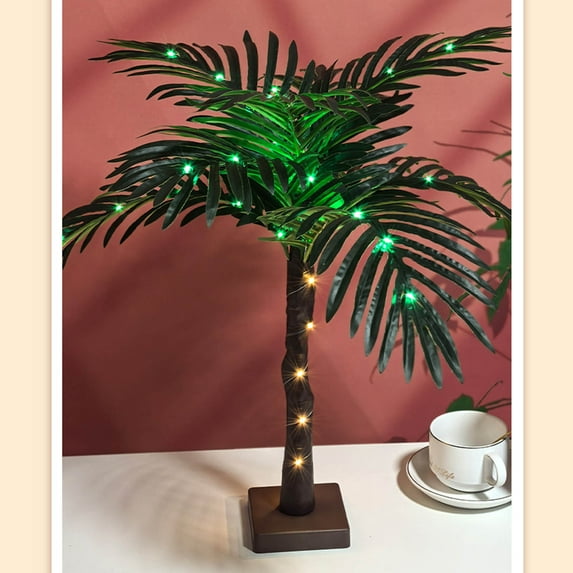 Loespoir LED Artificial Coconut Tree Lamp, Decorating Home - Indoor Tropical Decor with Warm White Lights - Christmas and Beach Themed Party Decor
