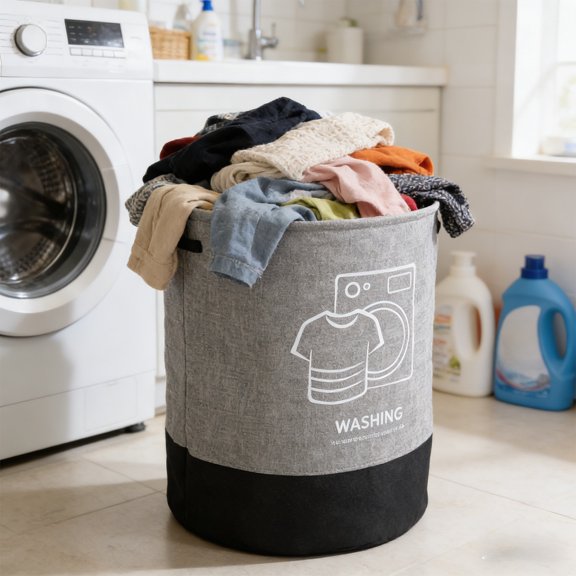 Loespoir Linen Laundry Basket, Foldable Dirty Clothes Hamper, Bathroom And Dormitory Storage For Dirty Laundry, Collapsible Design, Space Saving, Sturdy Handles(Gray)