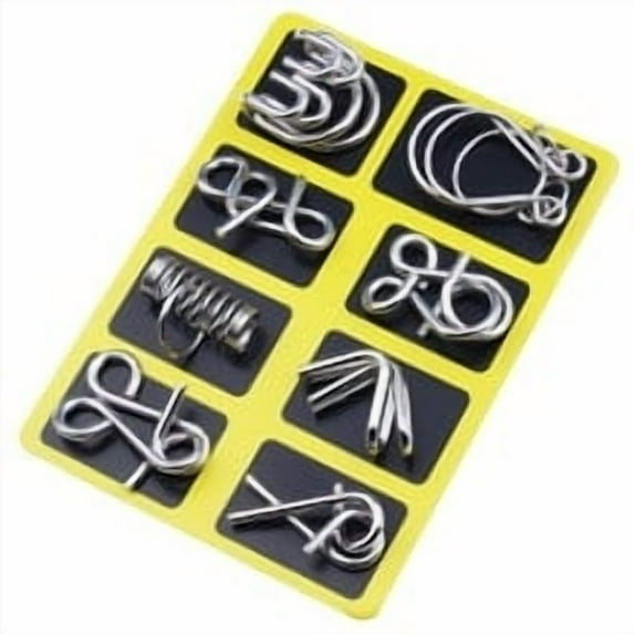 Loespoir Metal Brain Teaser Puzzle Ring, Interwoven Metal Game, Challenging Iron Ring Puzzle, Educational Thinking Toy, Gift for All Ages(Yellow)