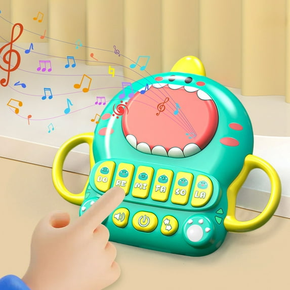 Loespoir Musical Dinosaur Drum Toy, Baby Hand Beating Activity Set, Early Education Rhythm Game for Sensory Development, with Multiple Sounds(Green)