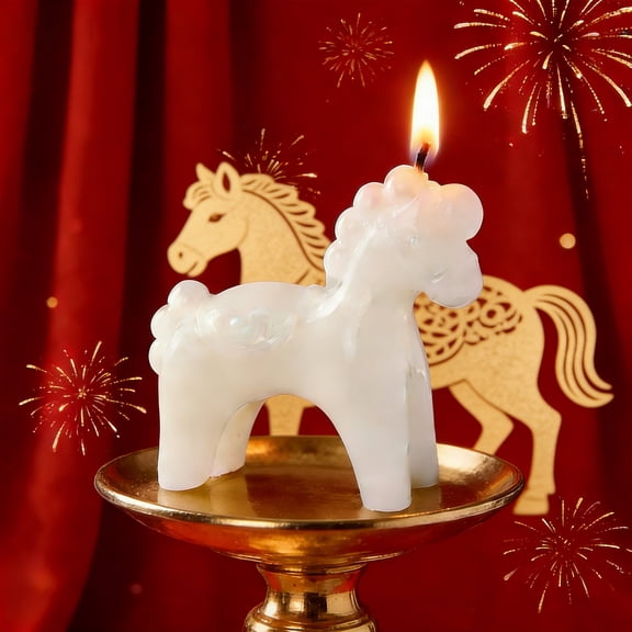 Loespoir New Year Colt Scented Candle, Zodiac Animal Candle Gift, Ornament for Home, Year of the Horse Celebration, Holiday Table Decor, Aromatic Centerpiece