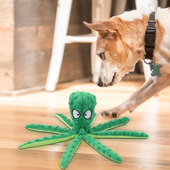 Loespoir Octopus Dog Squeaky Toy, Octopus Dog Toy, Dance Octopus Squeaky Plush Dog Toys, Puzzle Enrichment Toy For Mental Stimulation, Machine Washable Pet Toy, Green