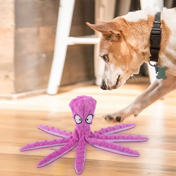 Loespoir Octopus Dog Squeaky Toy, Octopus Dog Toy, Dance Octopus Squeaky Plush Dog Toys, Puzzle Enrichment Toy For Mental Stimulation, Machine Washable Pet Toy, Purple