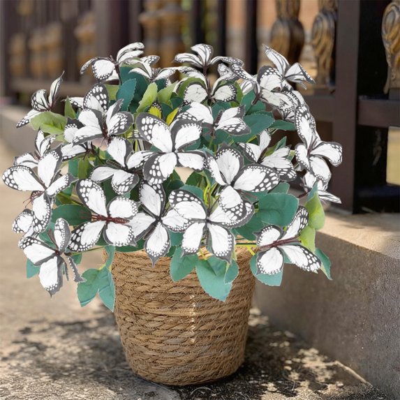 Loespoir Outdoor Artificial Flowers, Colorful 7-Head Flower Decoration, Waterproof Holiday Flowers for Garden and Patio, All-Weather Resistant, Perfect for Year-Round Beauty