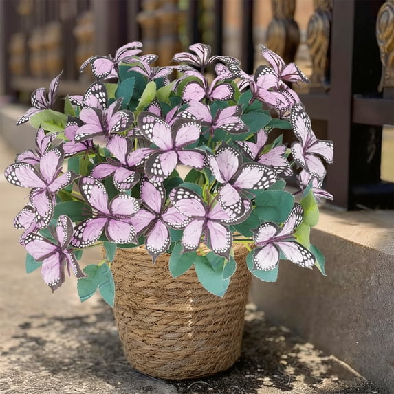 Loespoir Outdoor Artificial Flowers, Colorful 7-Head Flower Decoration, Waterproof Holiday Flowers for Garden and Patio, All-Weather Resistant, Perfect for Year-Round Beauty